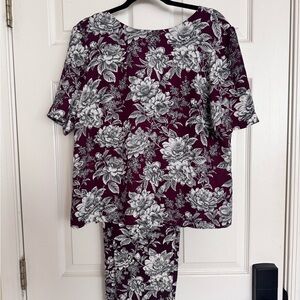 Oasis Maroon and White Floral Outfit